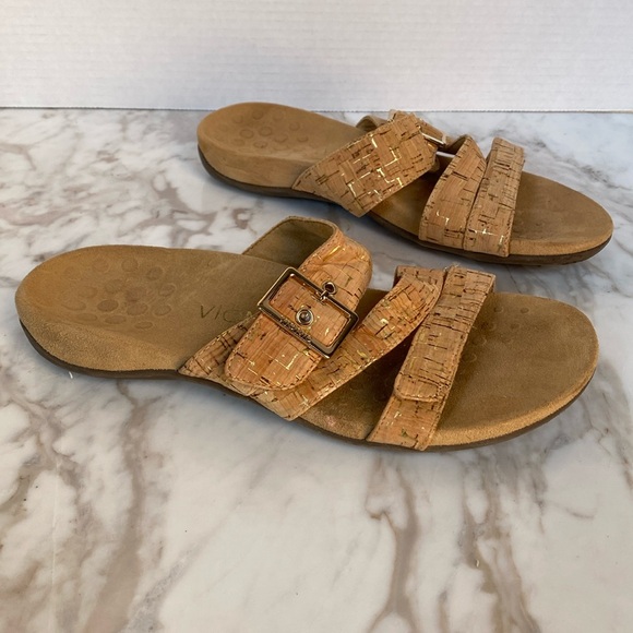 Vionic Skylar Grip Adjustable Gold Cork Strap EVA Support Women's Sandal Size 9 - Picture 1 of 10